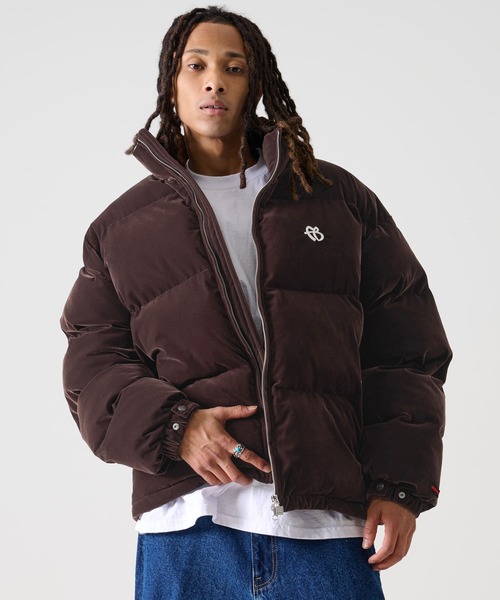 FUBU（フブ） ダウンジャケット ダウン FBロゴ 長袖 ベロア 中綿