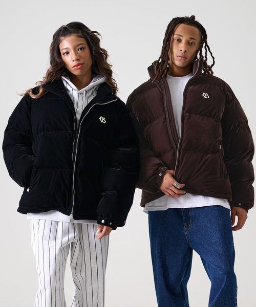 FUBU（フブ） ダウンジャケット ダウン FBロゴ 長袖 ベロア 中綿 