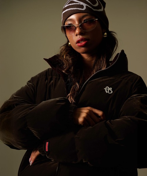FUBU（フブ） ダウンジャケット ダウン FBロゴ 長袖 ベロア 中綿