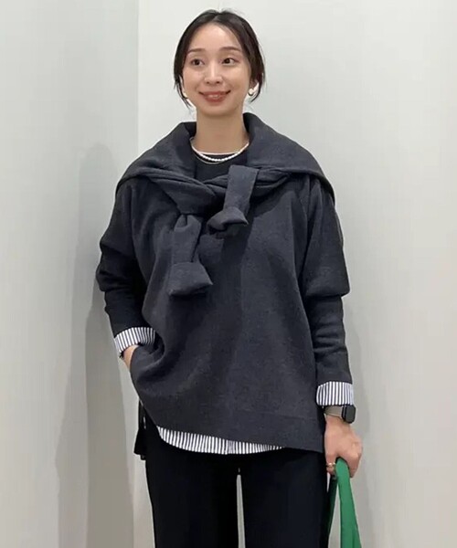 アンフィーロ 25AW コットンカシミヤニット カットソー M 黒 長袖 無地 アンフィーロ 25AW コットンカシミヤニット カットソー M 黒 長袖 無地