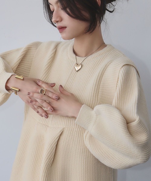 ELFRANK ニット セーター ボリュームスリーブ ペプラム ニット プル