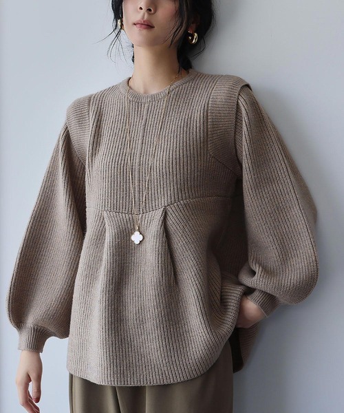 ELFRANK ニット セーター 「2025AW」ボリュームスリーブ ペプラム