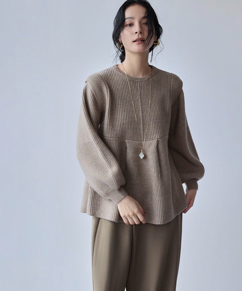 ELFRANK ニット セーター ボリュームスリーブ ペプラム ニット プル