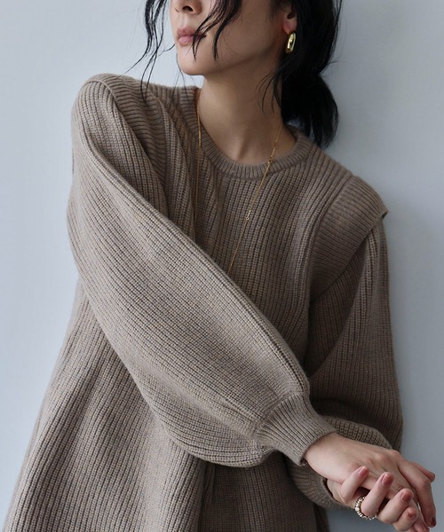 ELFRANK ニット セーター 「2025AW」ボリュームスリーブ ペプラム