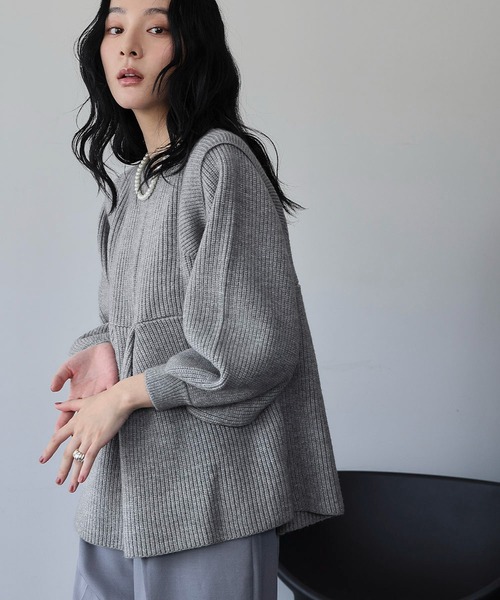 ELFRANK ニット セーター 「2025AW」ボリュームスリーブ ペプラム