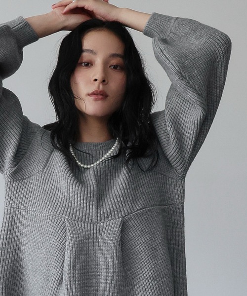 ELFRANK ニット セーター 「2025AW」ボリュームスリーブ ペプラム