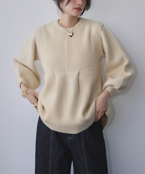 ELFRANK ニット セーター 「2025AW」ボリュームスリーブ ペプラム