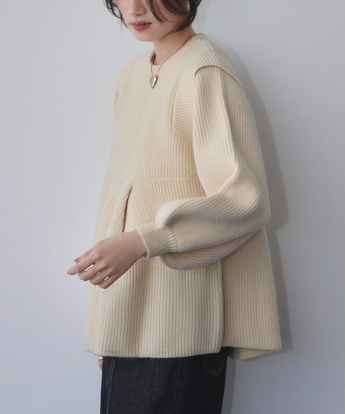 ELFRANK ニット セーター ボリュームスリーブ ペプラム ニット プル