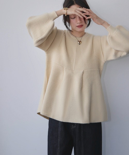 ELFRANK ニット セーター 「2025AW」ボリュームスリーブ ペプラム