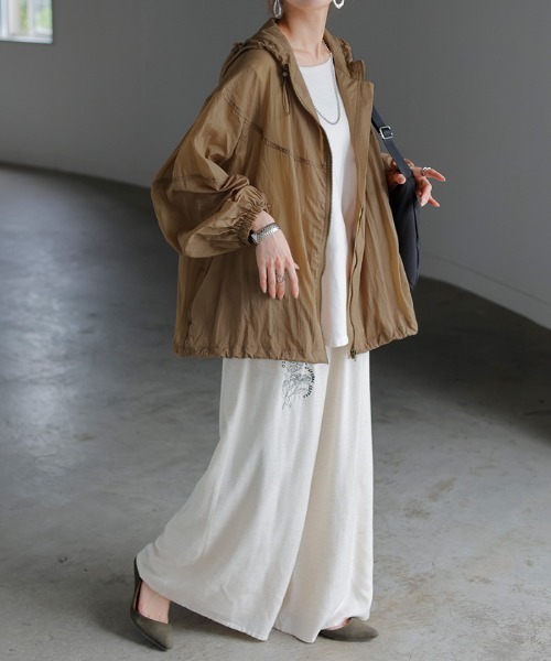 「HUG.U」 ナイロンブルゾン FREE グレー レディース_画像3