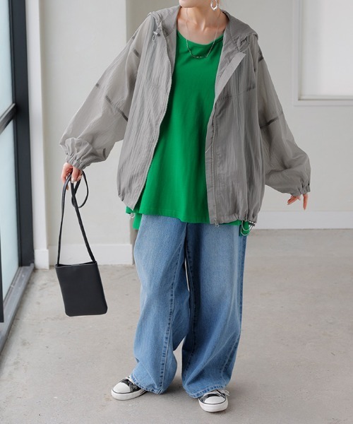 「HUG.U」 ナイロンブルゾン FREE グレー レディース_画像4