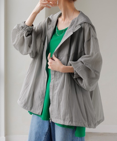 「HUG.U」 ナイロンブルゾン FREE グレー レディース_画像5