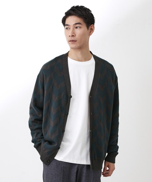 THE SHOP TK カーディガン ヘリンボンニットカーディガン メンズ