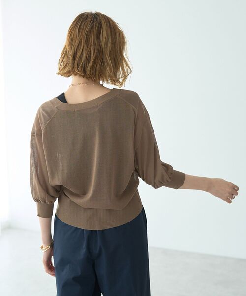 「YECCA VECCA」 7分袖ニットカーディガン FREE グリーン レディース_画像6