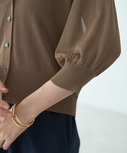 「YECCA VECCA」 7分袖ニットカーディガン FREE グリーン レディース_画像9