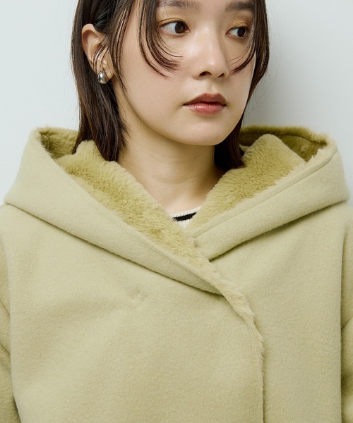 ☆美品☆ガウン風フード付きコート♪ フード付きエアリーガウンコート [K966] - レディースファッション通販