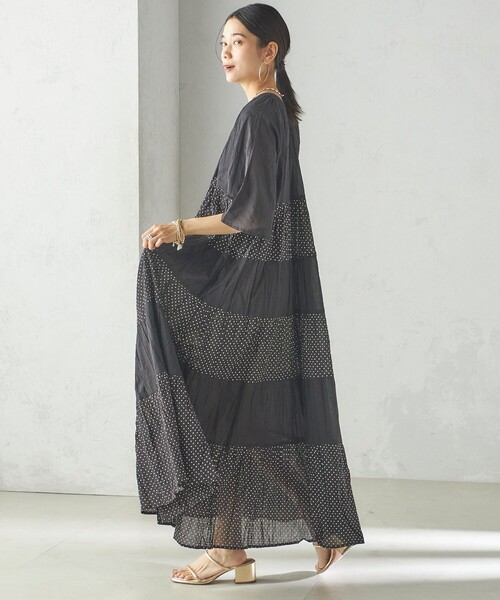 「Fanaka」 半袖ワンピース ONE SIZE ブラック レディース_画像6