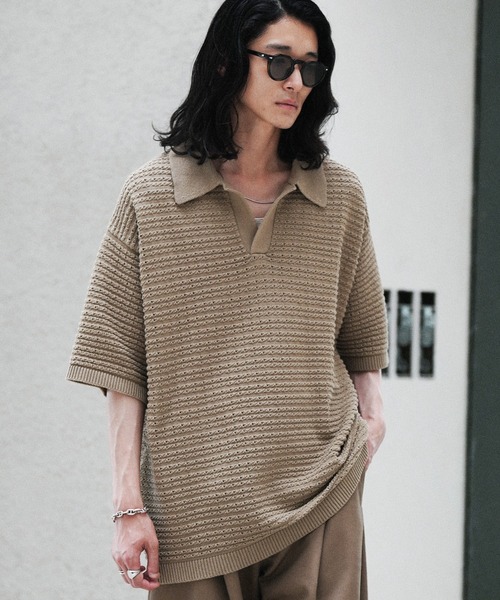 「WYM LIDNM」 半袖ニット S グレー メンズ_画像6