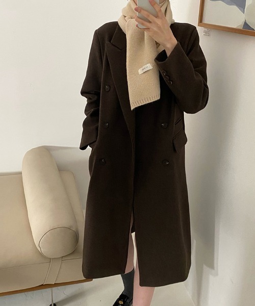 コート チェスターコート テーラードカラーダブルボタンロングコート
