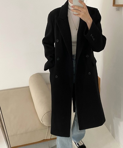 コート チェスターコート テーラードカラーダブルボタンロングコート