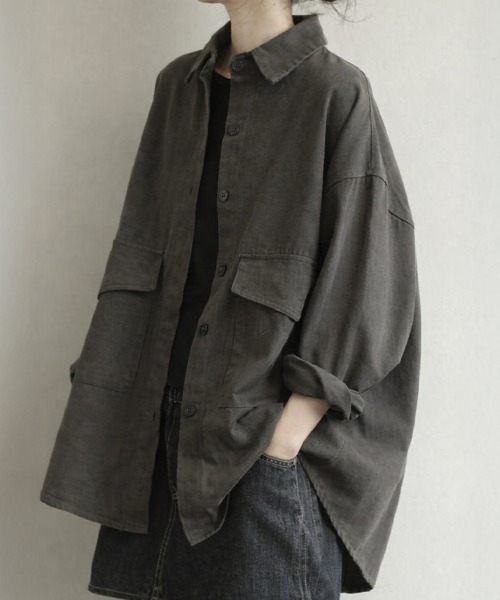 Sally Lunn ブラウス シャツ コットンライクオーバーシャツ レディース 
