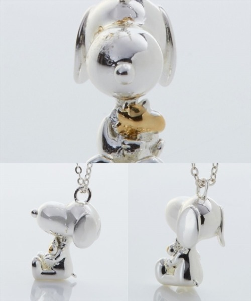 PEANUTS ネックレス スヌーピー＆ウッドストック立体モチーフシルバー 