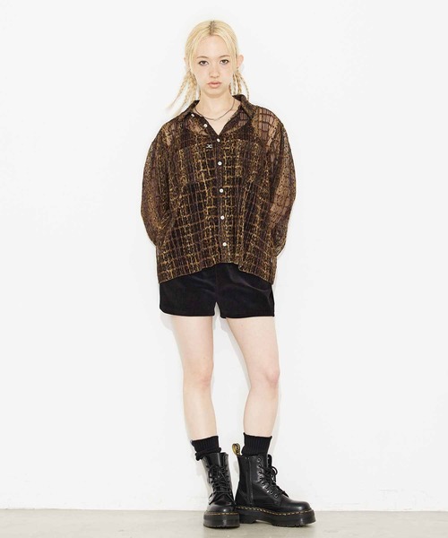 「X-girl」 長袖シャツ S グリーン レディース_画像5