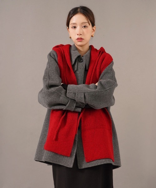 CEMO NEMO（セモネモ） マフラー ストール フード付き リブニット