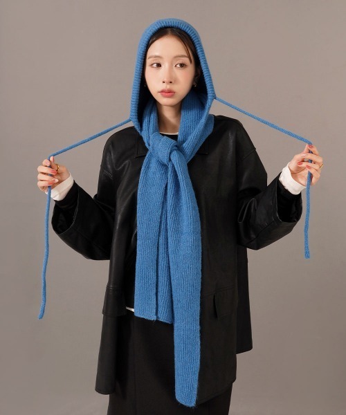 CEMO NEMO（セモネモ） マフラー ストール フード付き リブニット