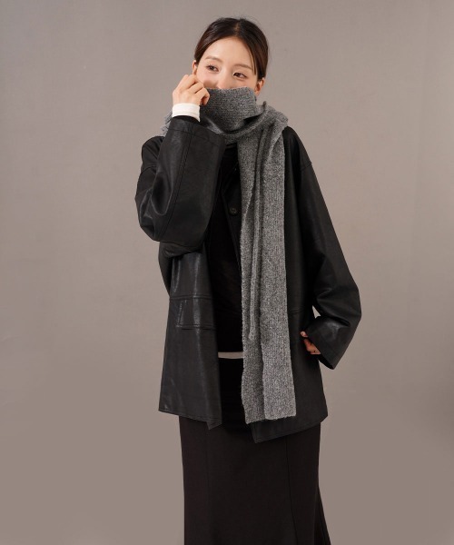 CEMO NEMO（セモネモ） マフラー ストール フード付き リブニット