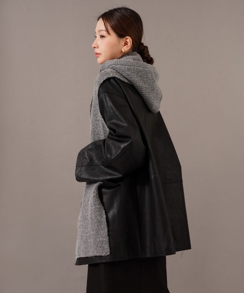 CEMO NEMO（セモネモ） マフラー ストール フード付き リブニット