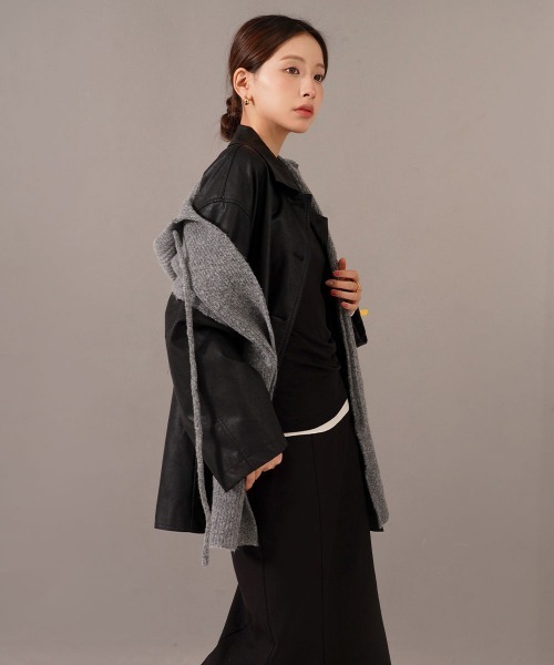 CEMO NEMO（セモネモ） マフラー ストール フード付き リブニット