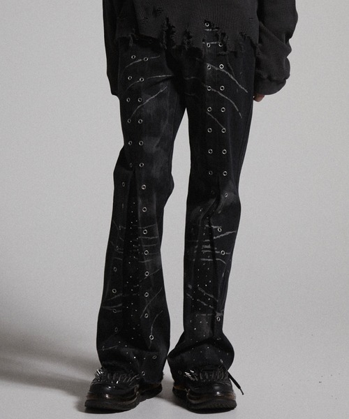 GRANCY グランシー ジップデザイン バギーデニム パンツ M ブラック