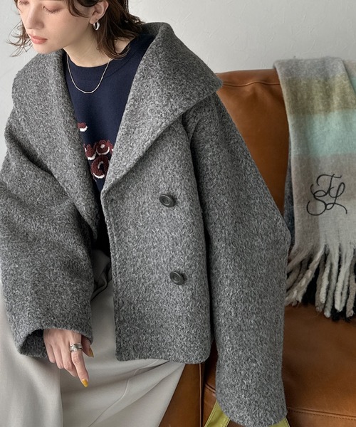 「classicalelf」 ピーコート LARGE モカ レディース_画像8