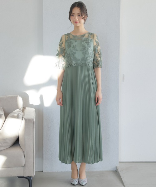「PourVous」 半袖ワンピース M カーキ レディース_画像5
