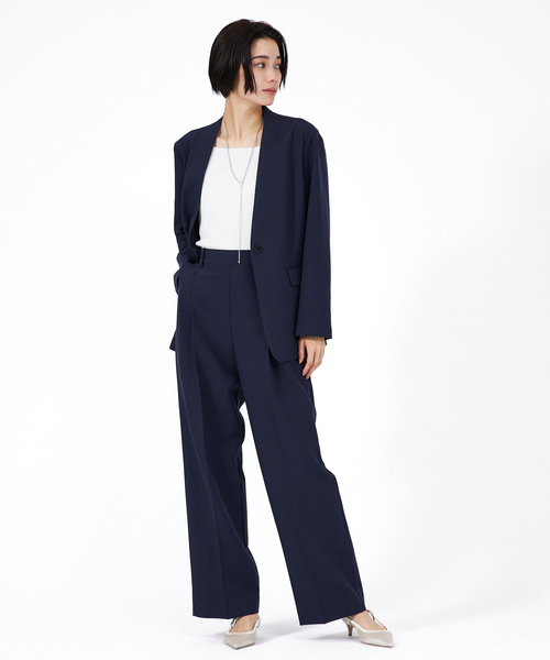 「qualite」 ノーカラージャケット 36 ベージュ レディース_画像8