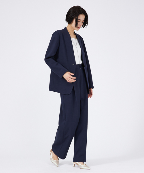 「qualite」 ノーカラージャケット 36 ベージュ レディース_画像9