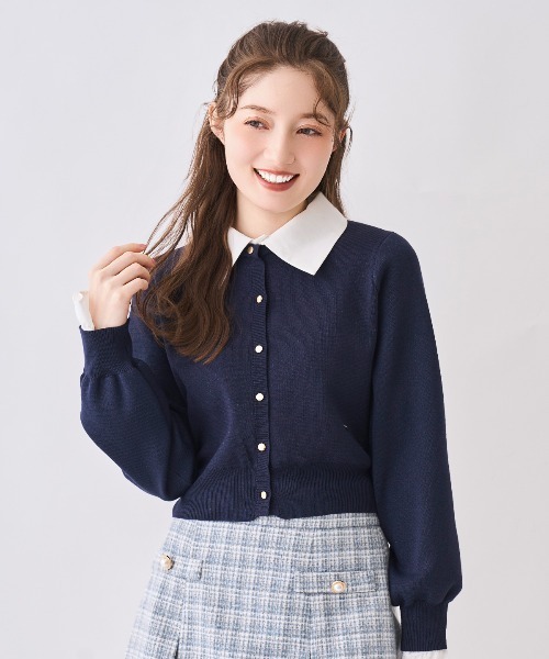 SWINGLE（スウィングル） カーディガン 襟付きラメニットカーディガン