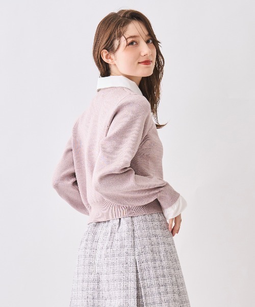 SWINGLE（スウィングル） カーディガン 襟付きラメニットカーディガン