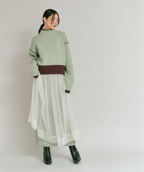 「W:Huku」 ニットスカート FREE ブラウン レディース_画像9