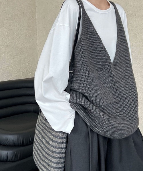 「CADBURY」 キャミソールニット FREE ダークグレー レディース_画像4