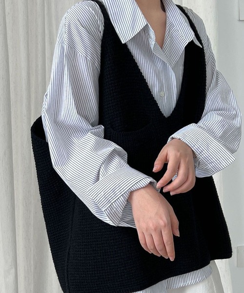 「CADBURY」 キャミソールニット FREE ダークグレー レディース_画像6