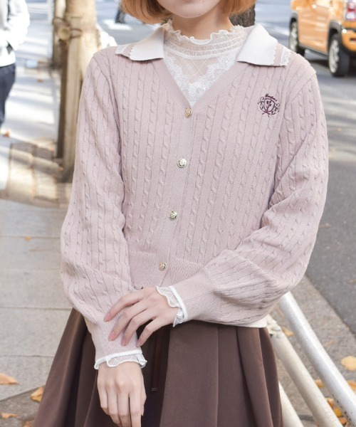 axes femme（アクシーズ ファム） カーディガン バイカラーニットポロ