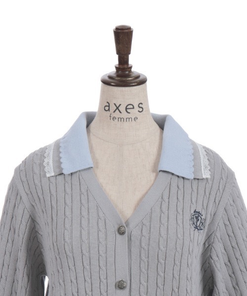 axes femme（アクシーズ ファム） カーディガン バイカラーニットポロ