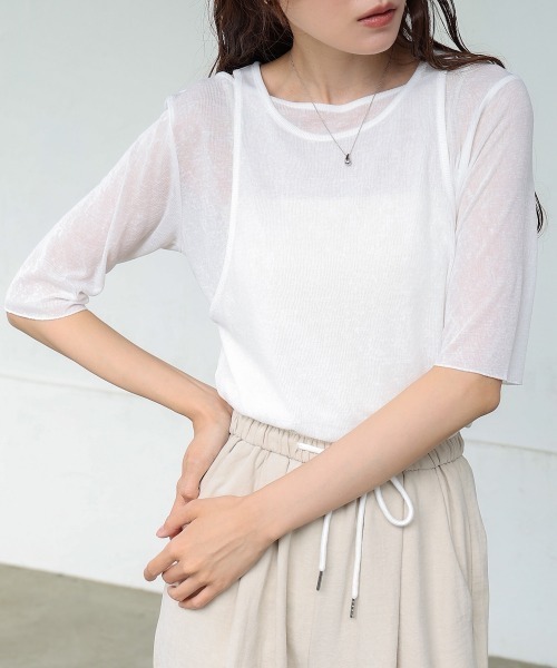 「Bab」 7分袖カットソー FREE ピンク レディース_画像2