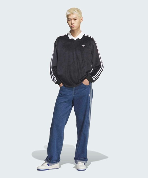 新品adidas originals 長袖ポロシャツL とＸＬ adidas（アディダス） ポロシャツ ベロア長袖ポロシャツ / アディダス