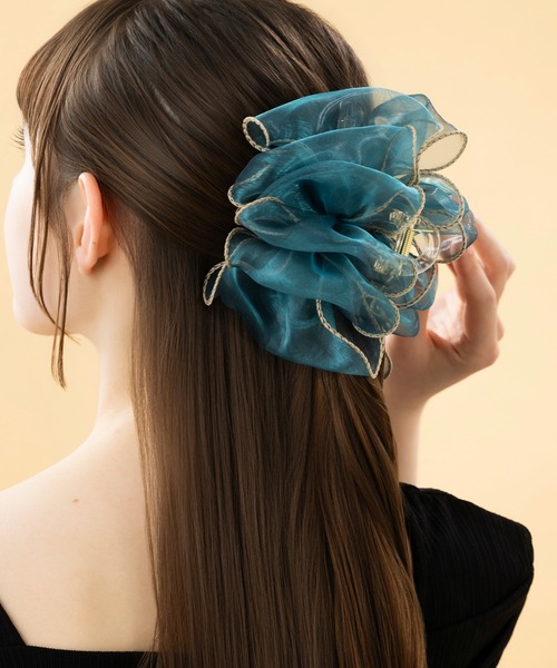 LA MUe ヘアクリップ 「LA MUE」シアー バイカラー フリル バンス