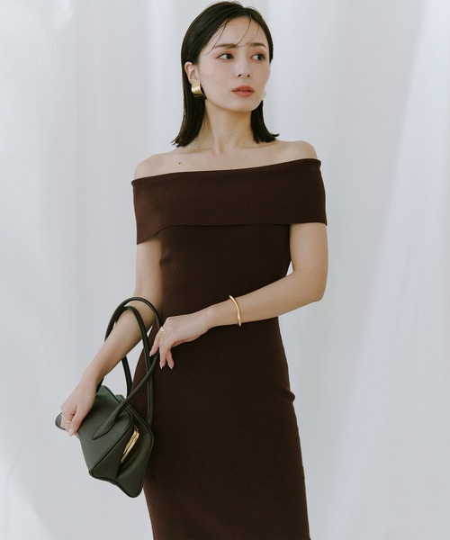 「anuans」 ニットワンピース MEDIUM ベージュ レディースの画像