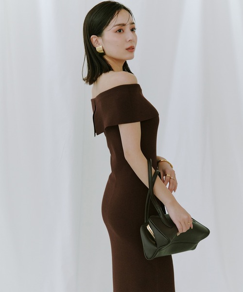 「anuans」 ニットワンピース MEDIUM ベージュ レディースの画像