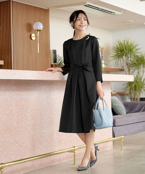 「Tiaclasse」 長袖ワンピース X-LARGE モカ レディース_画像4